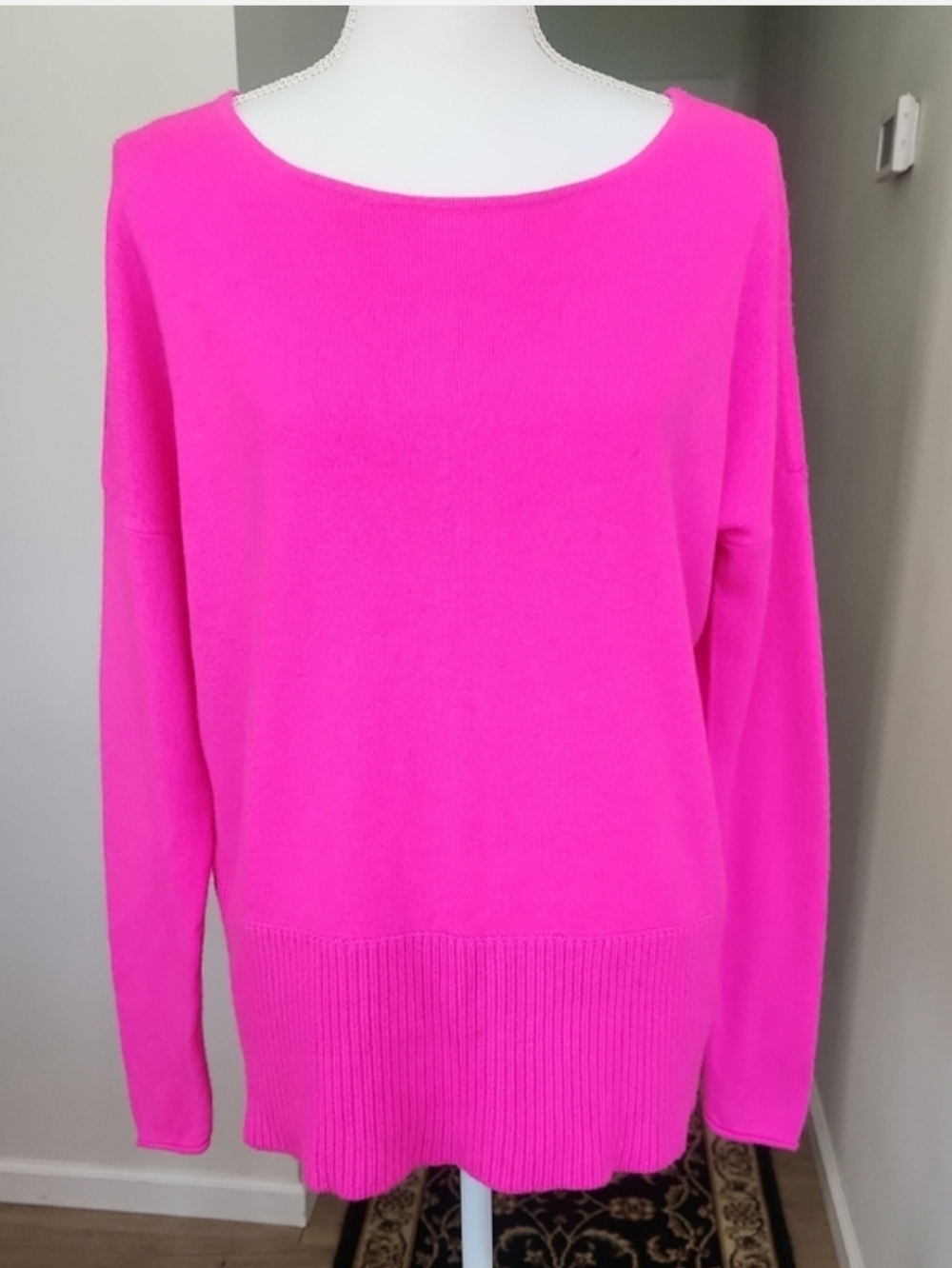 Diane von Furstenberg Bozeman Cashmere Sweater Pullover Hot Pink Oversized S